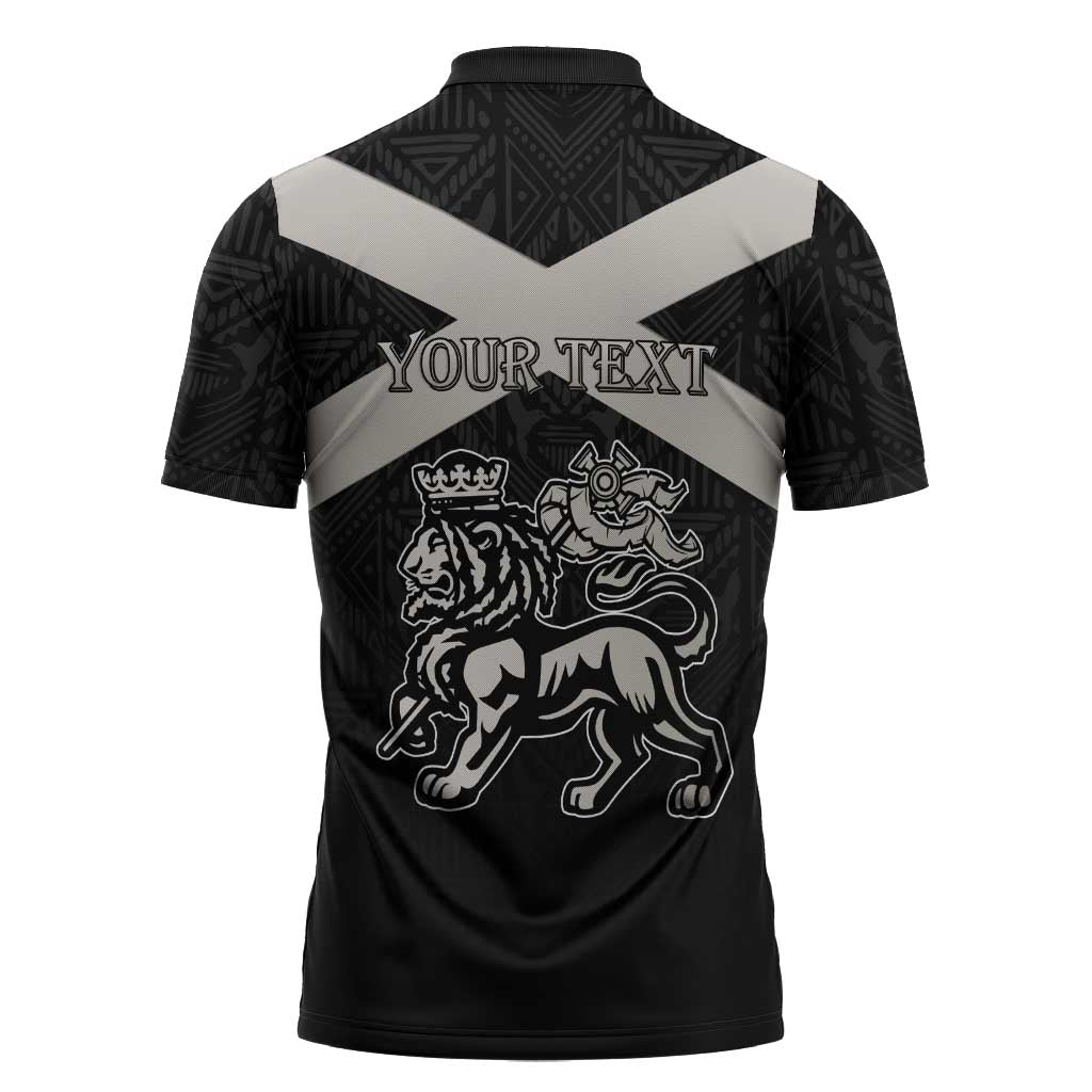 Personalized Jamaica Zipper Polo Shirt Coat Of Arms With Rastafarian Lion Silver Color - Wonder Print Shop