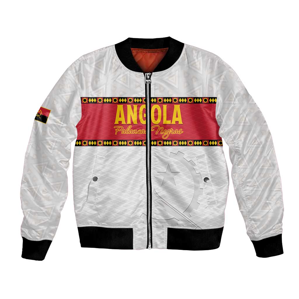 Custom Angola Football Bomber Jacket Avante Palancas Negras - White - Wonder Print Shop