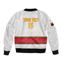 Custom Angola Football Bomber Jacket Avante Palancas Negras - White - Wonder Print Shop