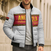 Custom Angola Football Bomber Puffer Jacket Avante Palancas Negras - White - Wonder Print Shop