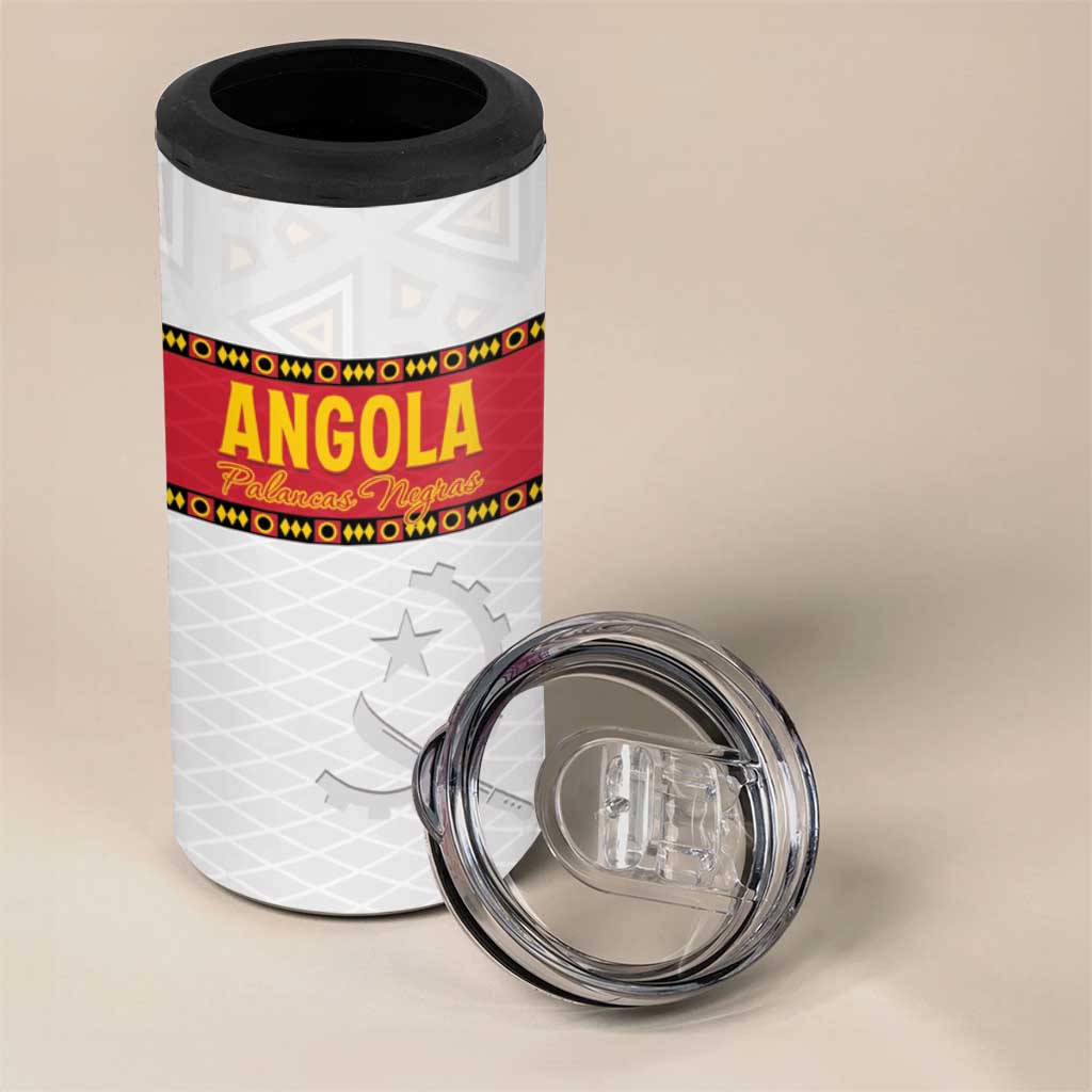 Custom Angola Football 4 in 1 Can Cooler Tumbler Avante Palancas Negras - White - Wonder Print Shop
