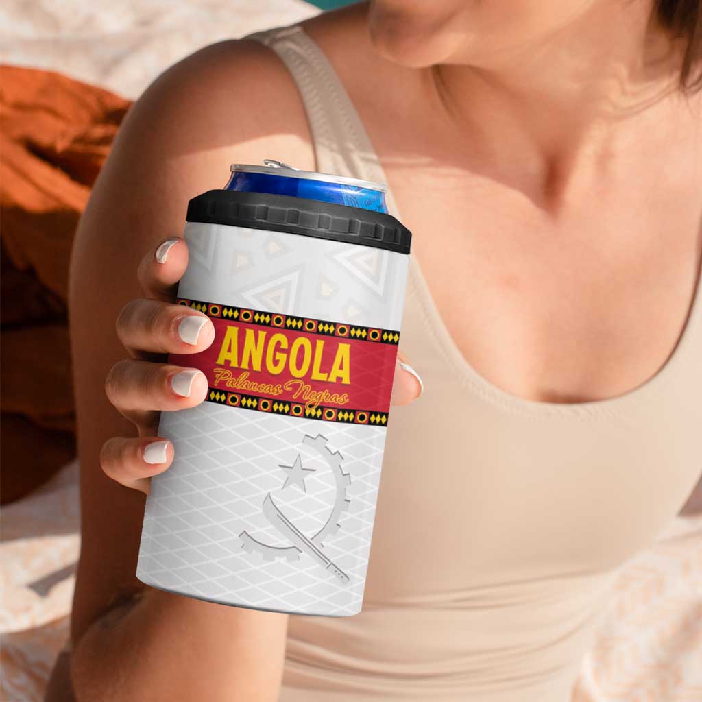 Custom Angola Football 4 in 1 Can Cooler Tumbler Avante Palancas Negras - White - Wonder Print Shop