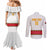 Custom Angola Football Couples Matching Mermaid Dress and Long Sleeve Button Shirt Avante Palancas Negras - White - Wonder Print Shop