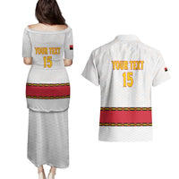 Custom Angola Football Couples Matching Puletasi and Hawaiian Shirt Avante Palancas Negras - White - Wonder Print Shop