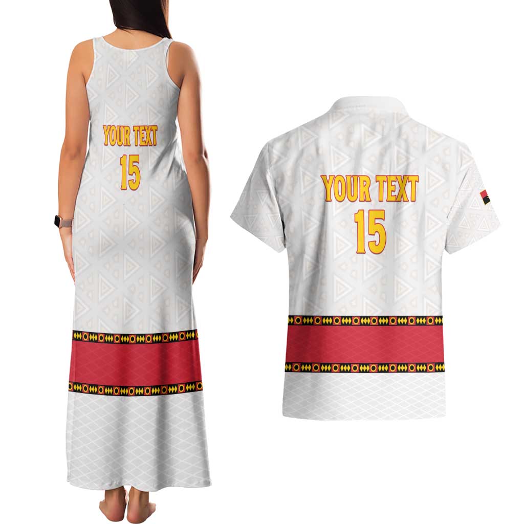 Custom Angola Football Couples Matching Tank Maxi Dress and Hawaiian Shirt Avante Palancas Negras - White - Wonder Print Shop