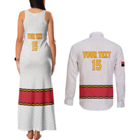 Custom Angola Football Couples Matching Tank Maxi Dress and Long Sleeve Button Shirt Avante Palancas Negras - White - Wonder Print Shop