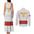 Custom Angola Football Couples Matching Tank Maxi Dress and Long Sleeve Button Shirt Avante Palancas Negras - White - Wonder Print Shop
