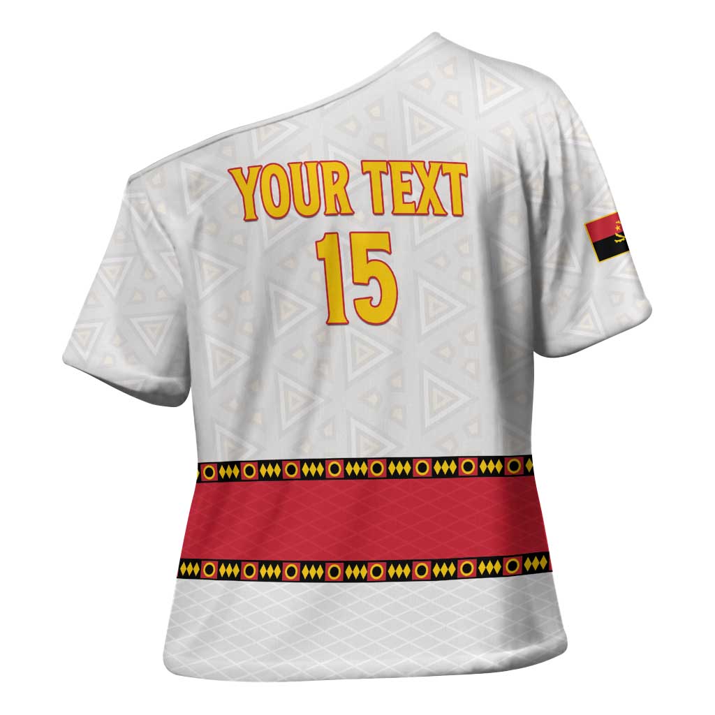 Custom Angola Football Cross Shoulder Shirt Avante Palancas Negras - White - Wonder Print Shop