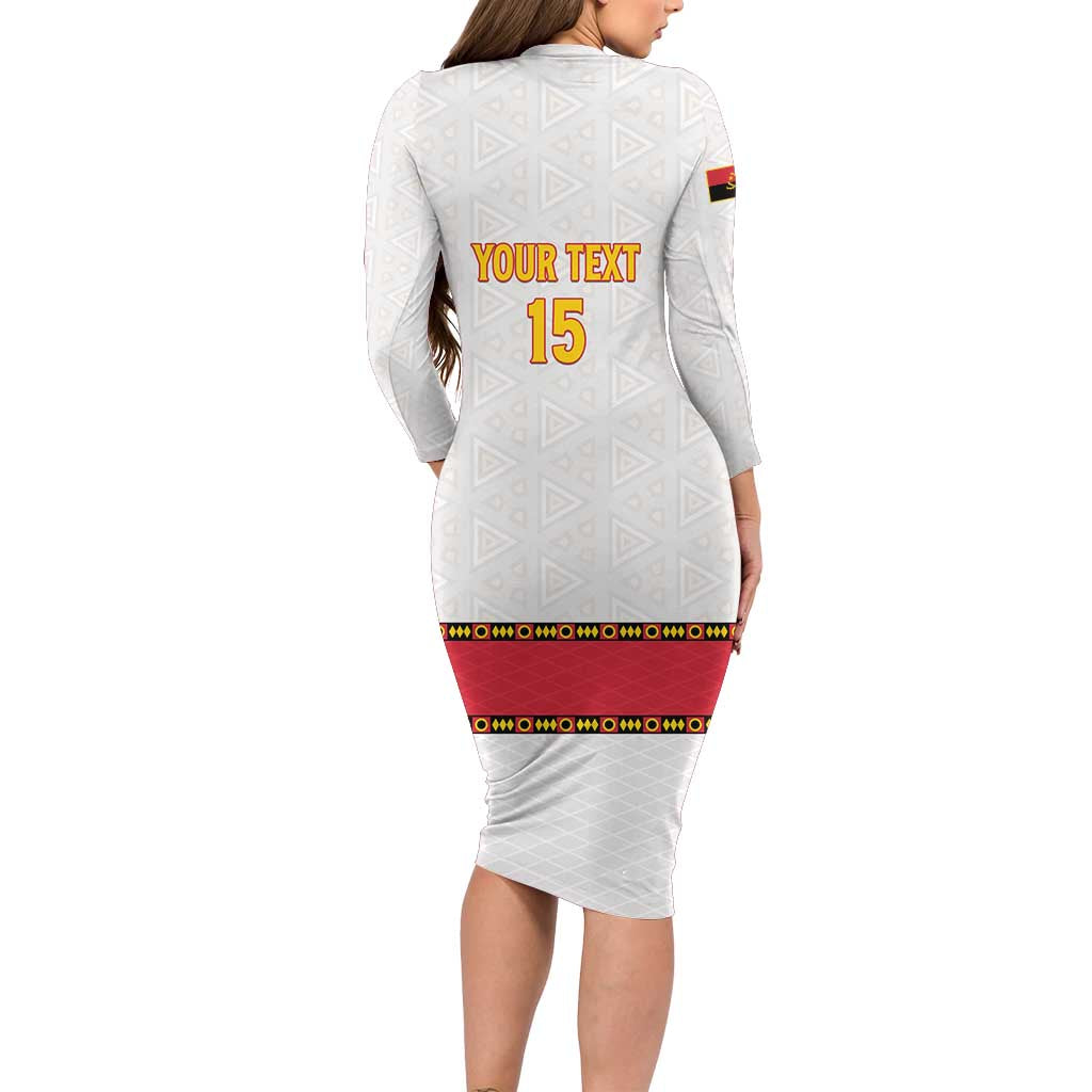 Custom Angola Football Family Matching Long Sleeve Bodycon Dress and Hawaiian Shirt Avante Palancas Negras - White - Wonder Print Shop