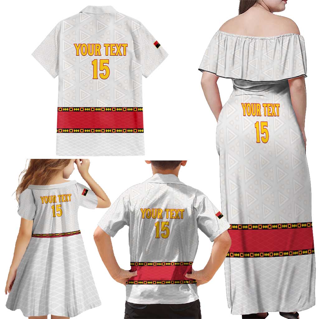 Custom Angola Football Family Matching Off Shoulder Maxi Dress and Hawaiian Shirt Avante Palancas Negras - White - Wonder Print Shop