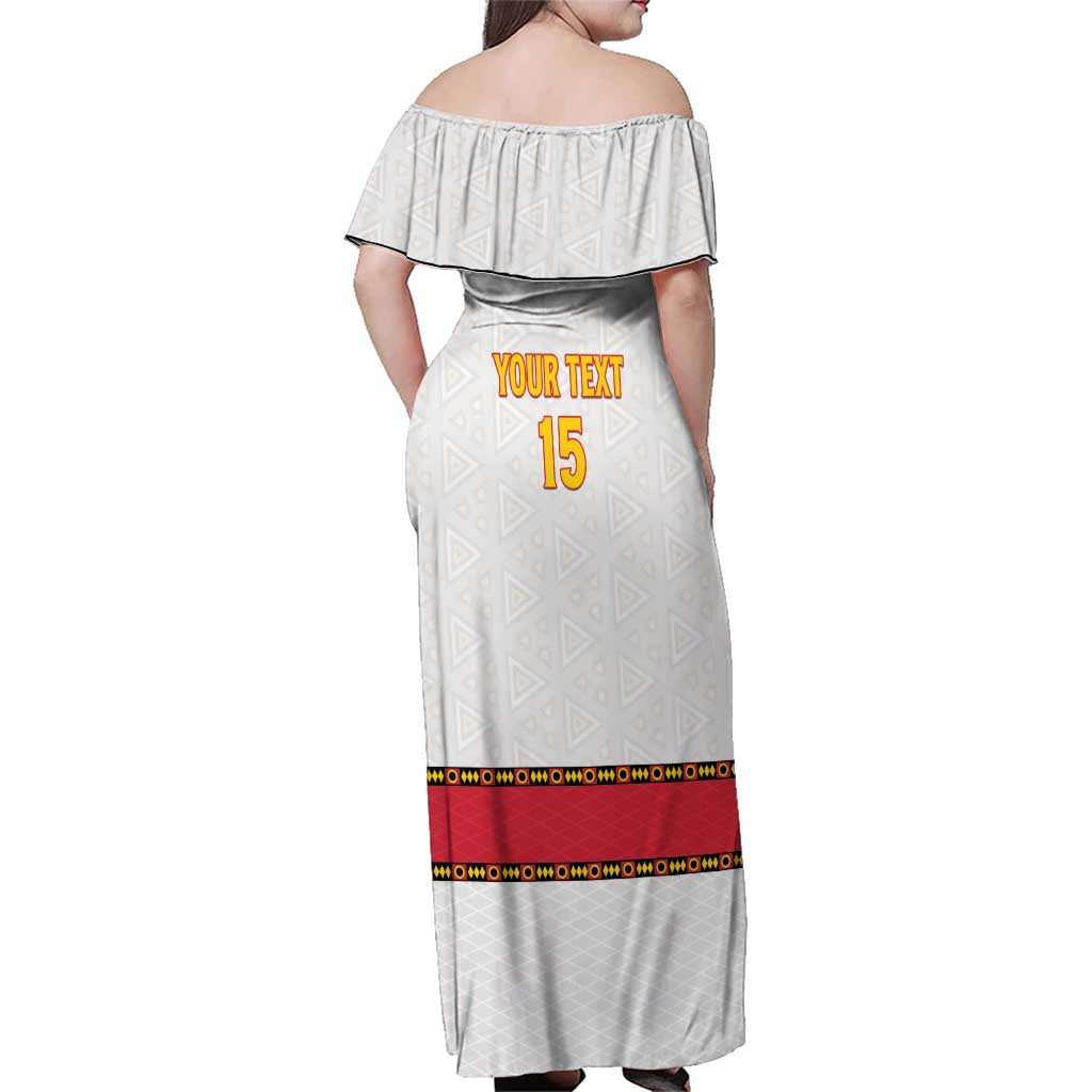 Custom Angola Football Family Matching Off Shoulder Maxi Dress and Hawaiian Shirt Avante Palancas Negras - White - Wonder Print Shop