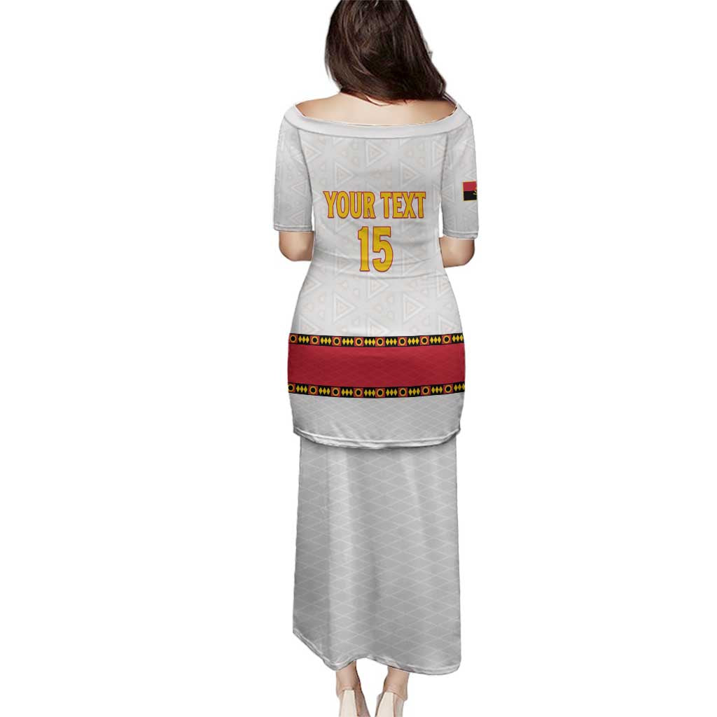 Custom Angola Football Family Matching Puletasi and Hawaiian Shirt Avante Palancas Negras - White - Wonder Print Shop