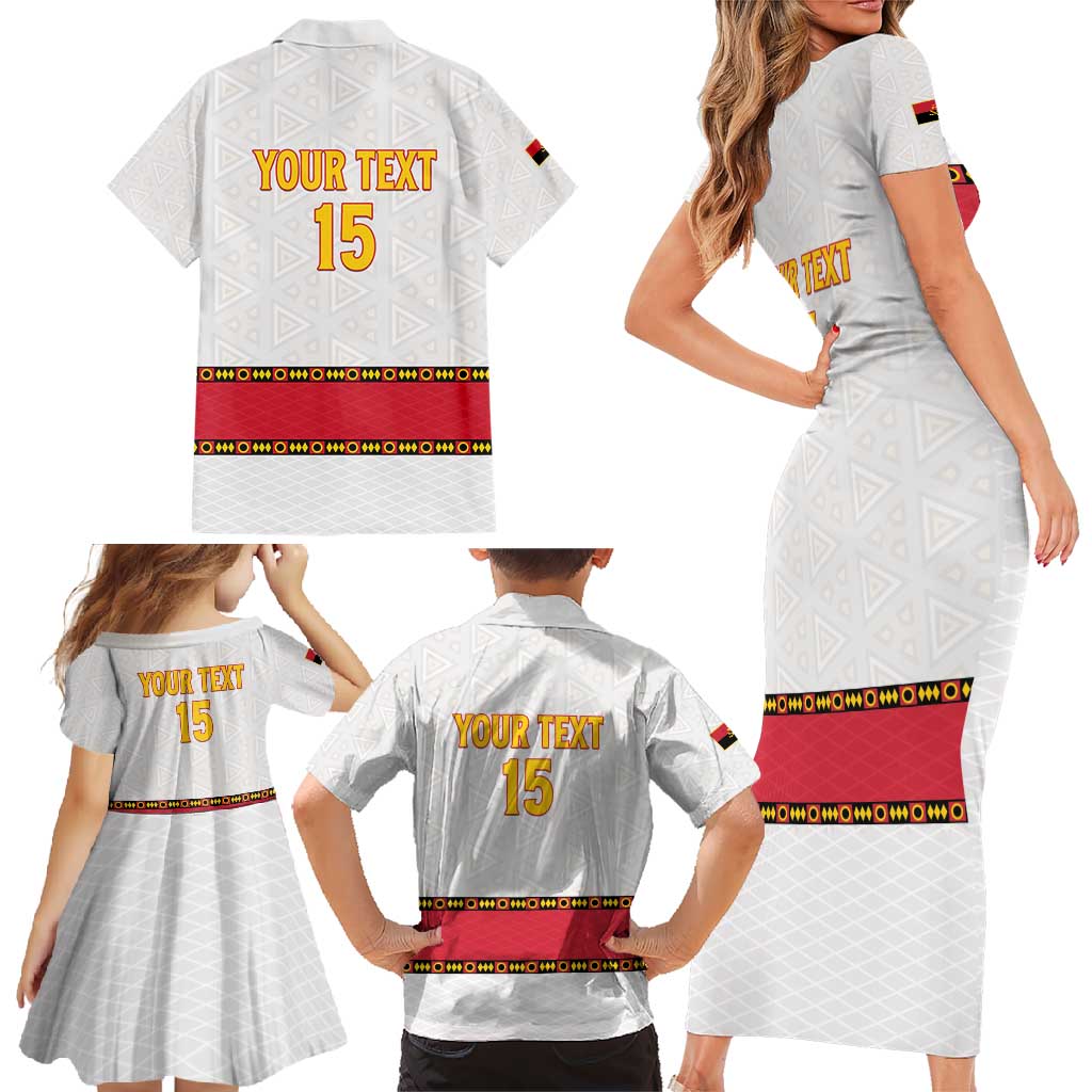 Custom Angola Football Family Matching Short Sleeve Bodycon Dress and Hawaiian Shirt Avante Palancas Negras - White - Wonder Print Shop
