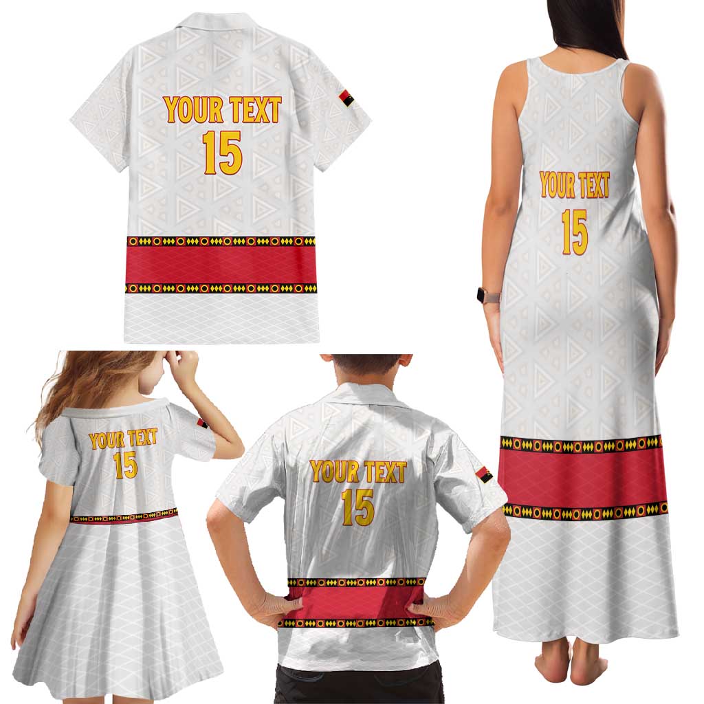 Custom Angola Football Family Matching Tank Maxi Dress and Hawaiian Shirt Avante Palancas Negras - White - Wonder Print Shop