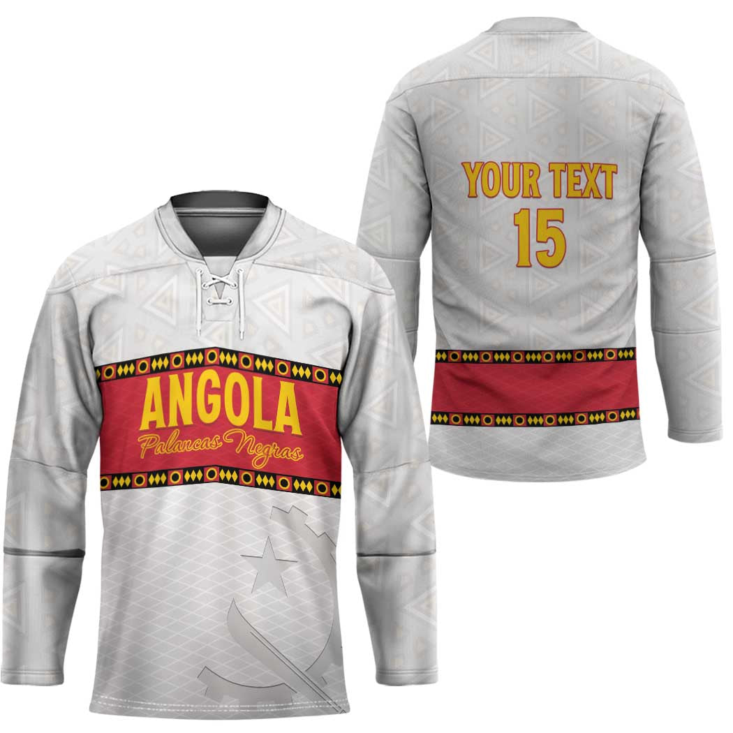 Custom Angola Football Hockey Jersey Avante Palancas Negras - White - Wonder Print Shop