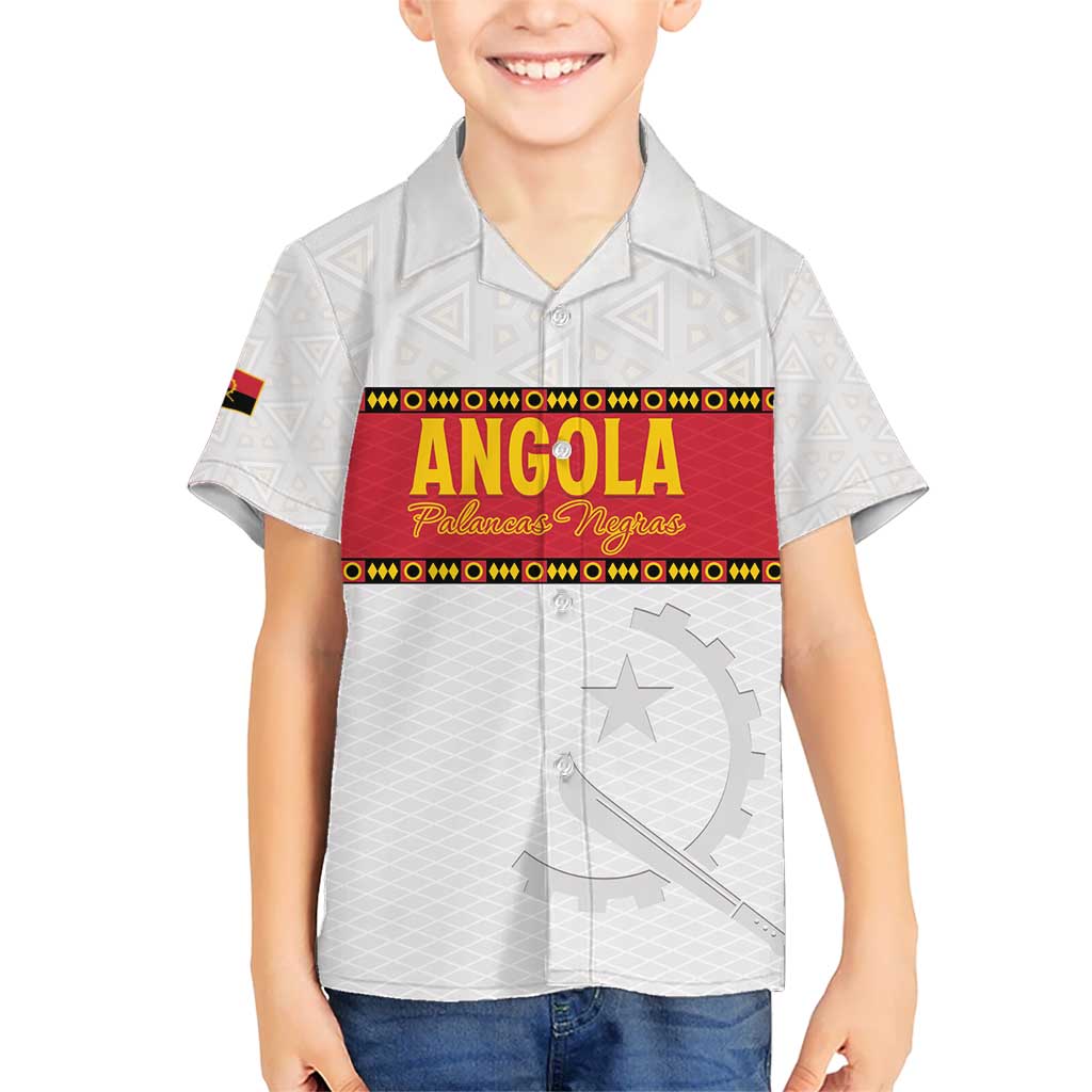Custom Angola Football Kid Hawaiian Shirt Avante Palancas Negras - White - Wonder Print Shop