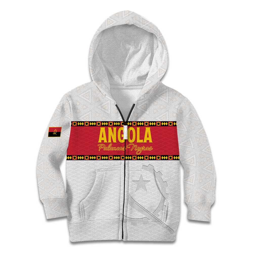 Custom Angola Football Kid Hoodie Avante Palancas Negras - White - Wonder Print Shop