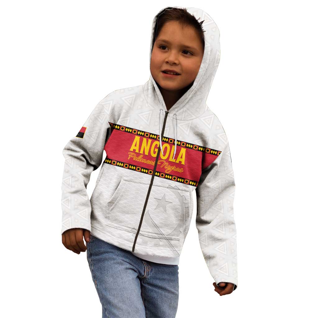 Custom Angola Football Kid Hoodie Avante Palancas Negras - White - Wonder Print Shop
