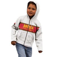Custom Angola Football Kid Hoodie Avante Palancas Negras - White - Wonder Print Shop