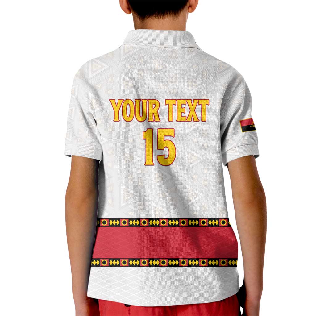 Custom Angola Football Kid Polo Shirt Avante Palancas Negras - White - Wonder Print Shop