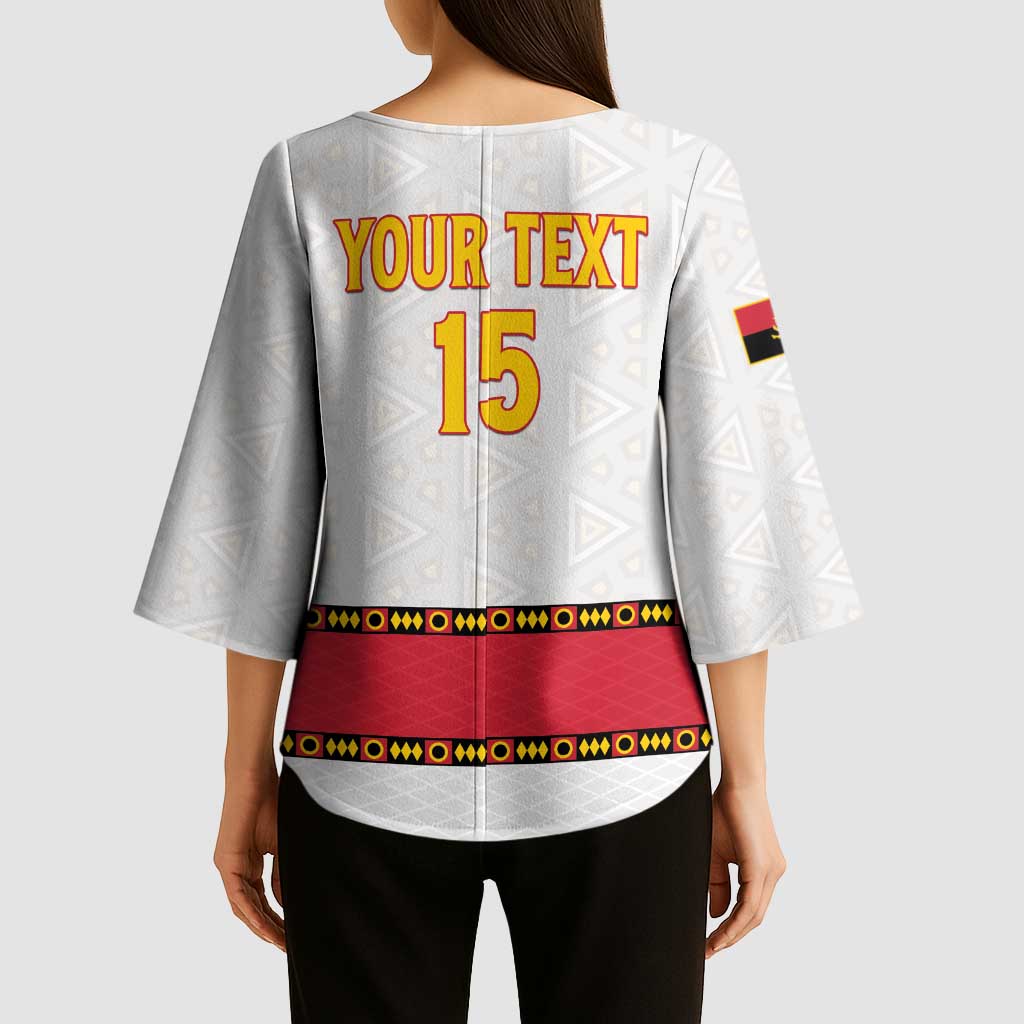 Custom Angola Football Kimono Sleeve Blouse Avante Palancas Negras - White - Wonder Print Shop