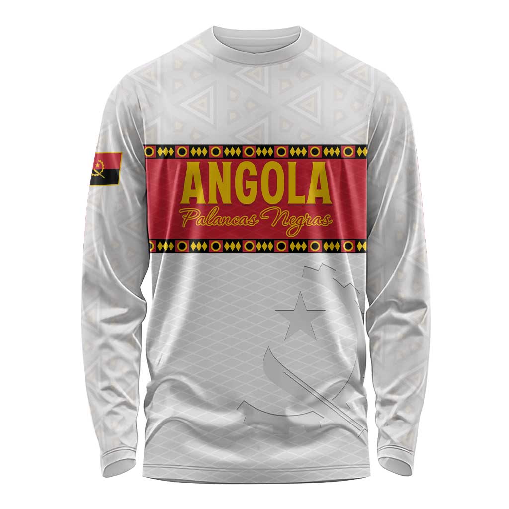 Custom Angola Football Long Sleeve Shirt Avante Palancas Negras - White - Wonder Print Shop