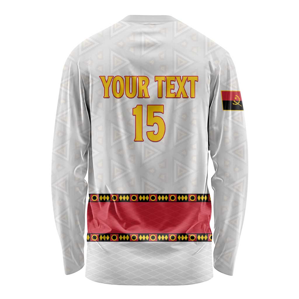 Custom Angola Football Long Sleeve Shirt Avante Palancas Negras - White - Wonder Print Shop