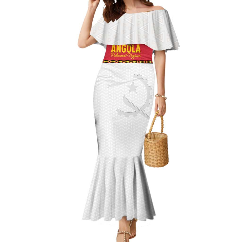Custom Angola Football Mermaid Dress Avante Palancas Negras - White - Wonder Print Shop