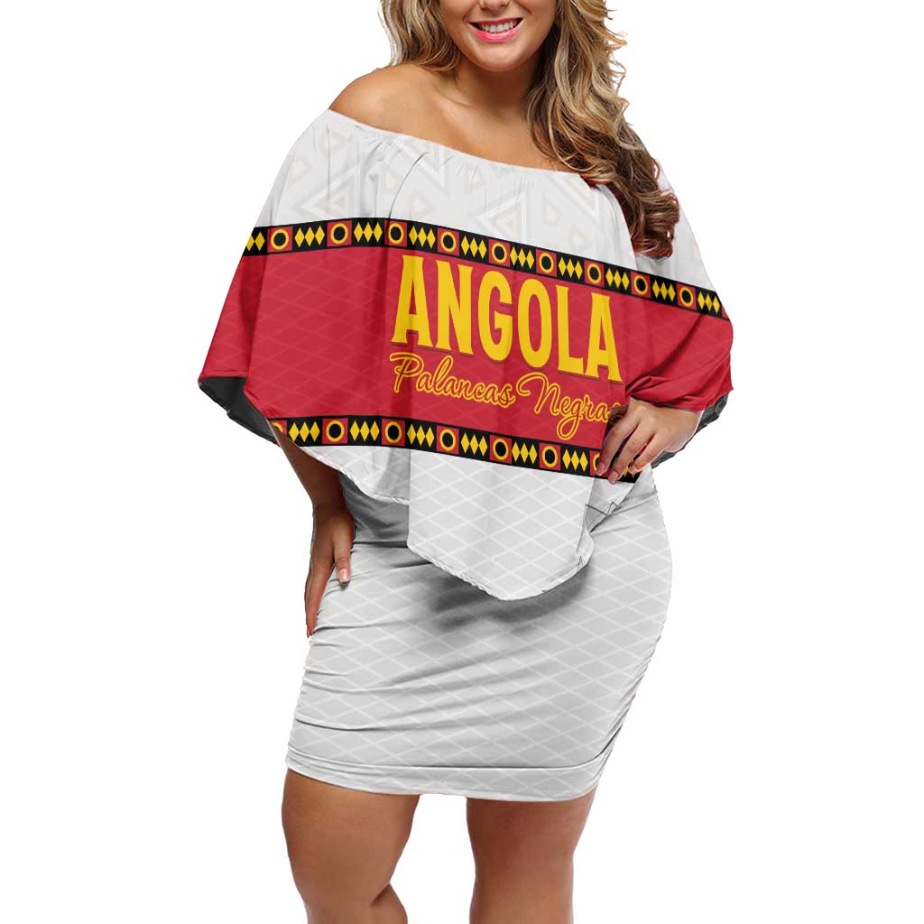 Custom Angola Football Off Shoulder Short Dress Avante Palancas Negras - White - Wonder Print Shop