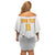 Custom Angola Football Off Shoulder Short Dress Avante Palancas Negras - White - Wonder Print Shop