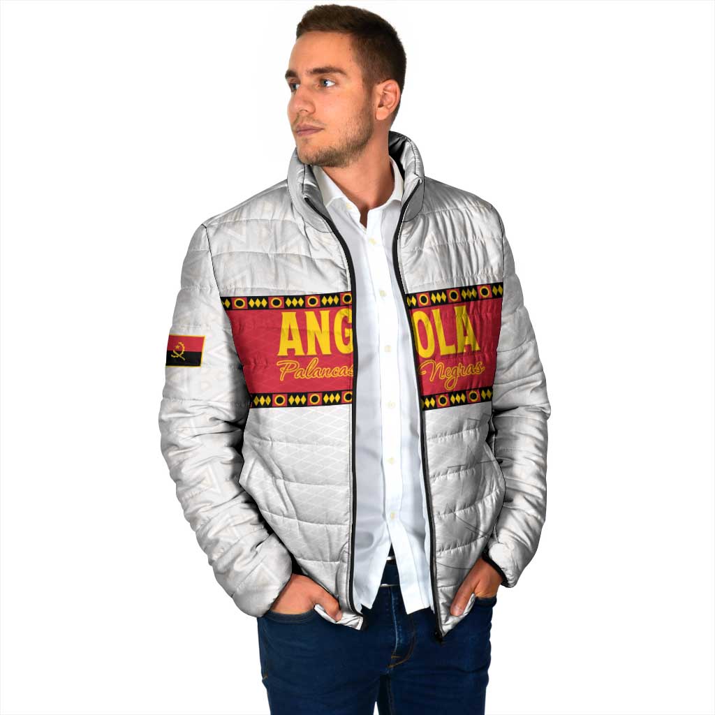 Custom Angola Football Padded Jacket Avante Palancas Negras - White - Wonder Print Shop