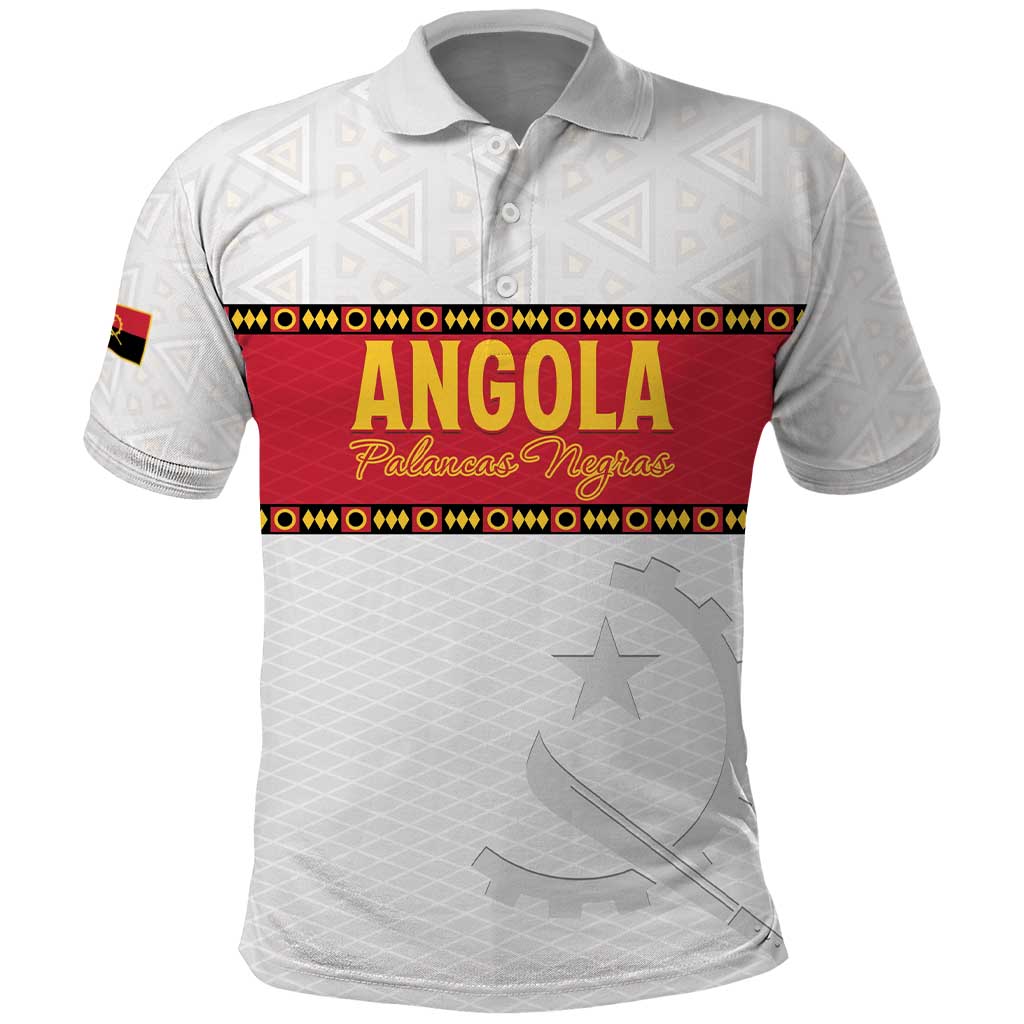 Custom Angola Football Polo Shirt Avante Palancas Negras - White - Wonder Print Shop