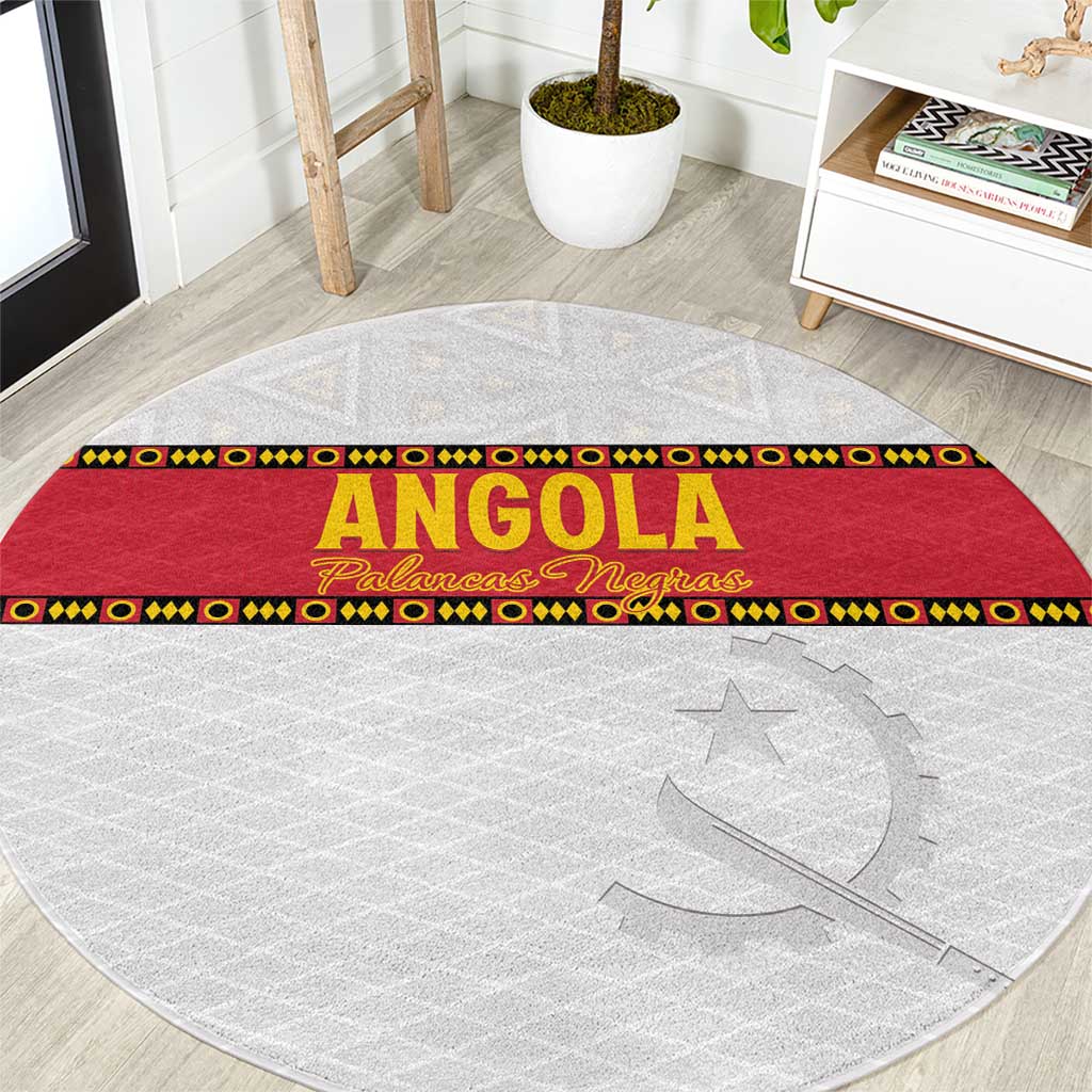 Angola Football Round Carpet Avante Palancas Negras - White - Wonder Print Shop