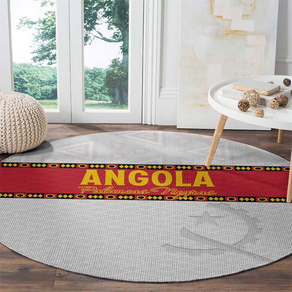 Angola Football Round Carpet Avante Palancas Negras - White - Wonder Print Shop