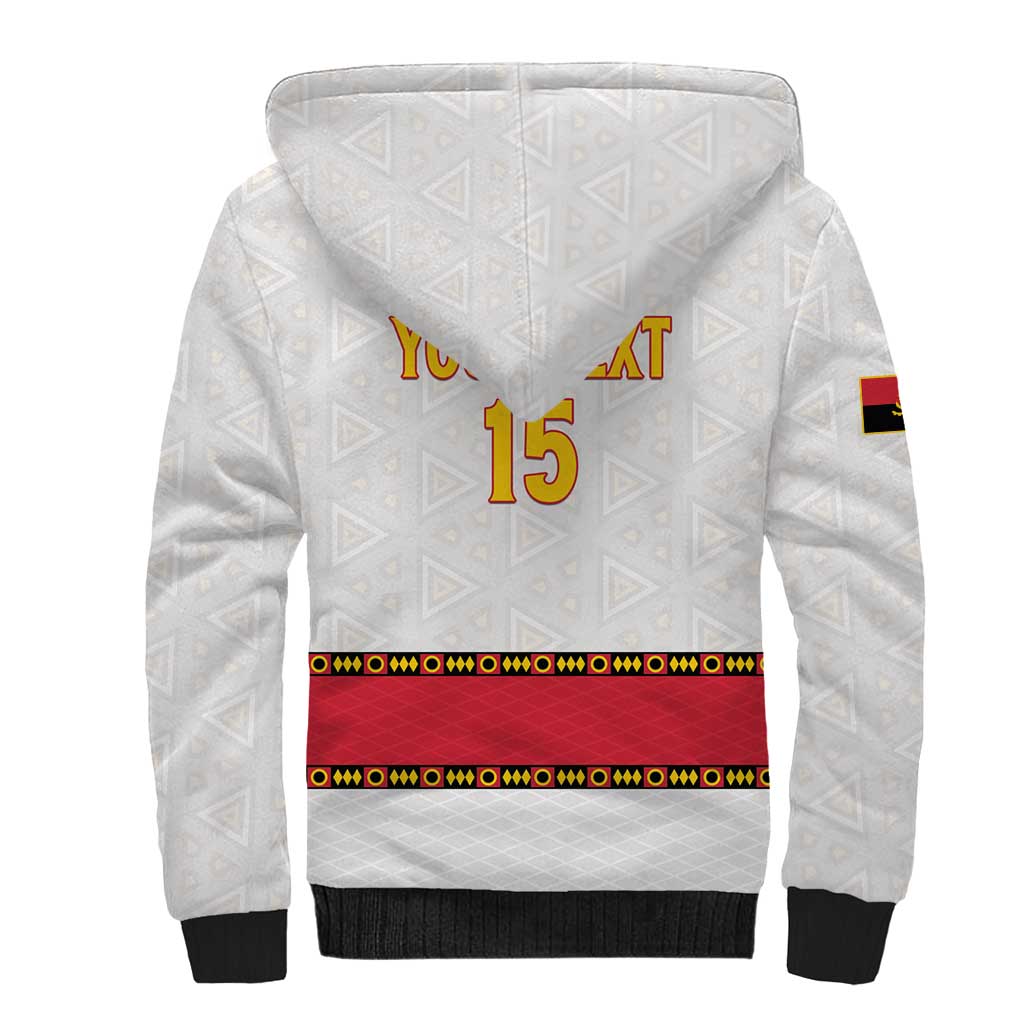 Custom Angola Football Sherpa Hoodie Avante Palancas Negras - White - Wonder Print Shop