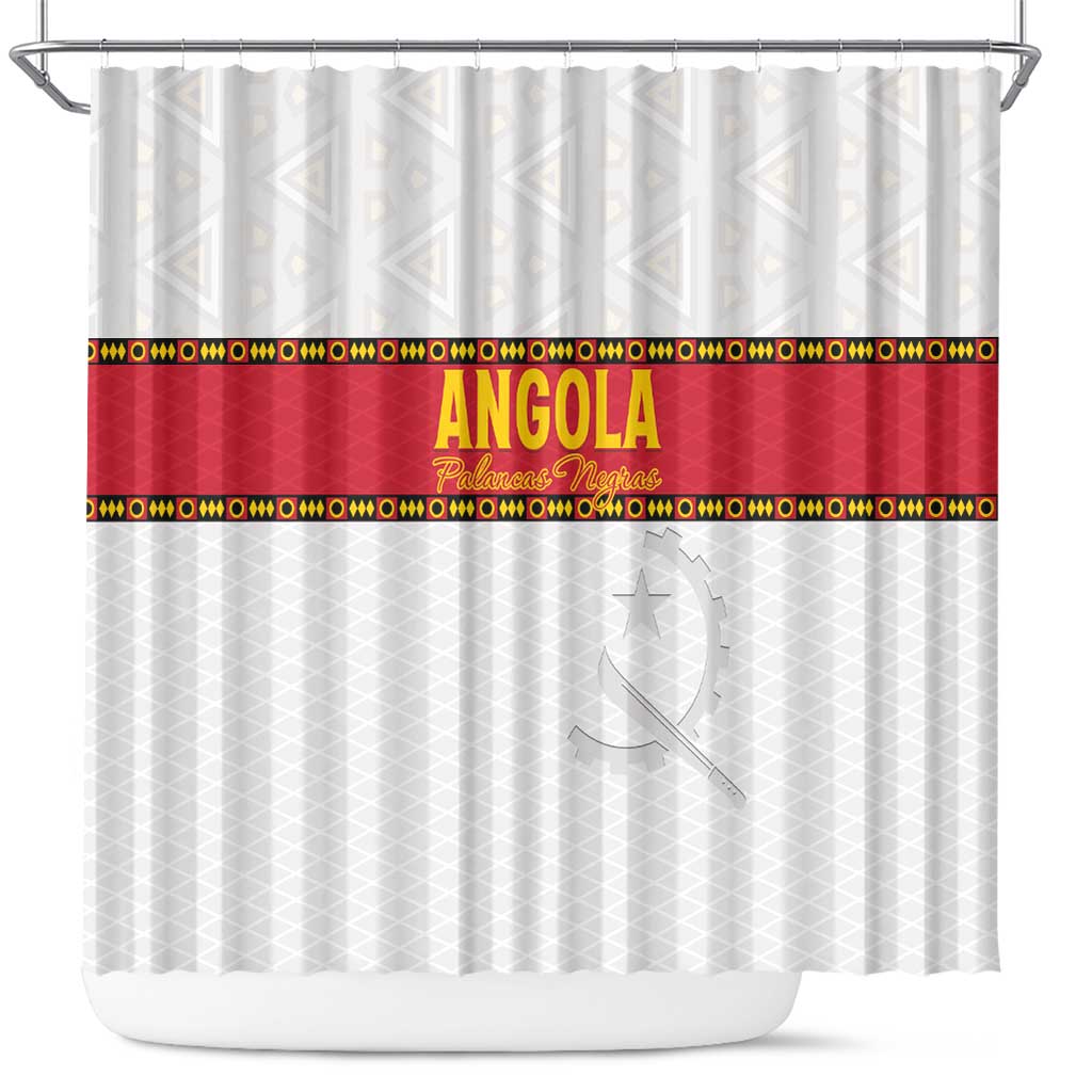 Angola Football Shower Curtain Avante Palancas Negras - White - Wonder Print Shop
