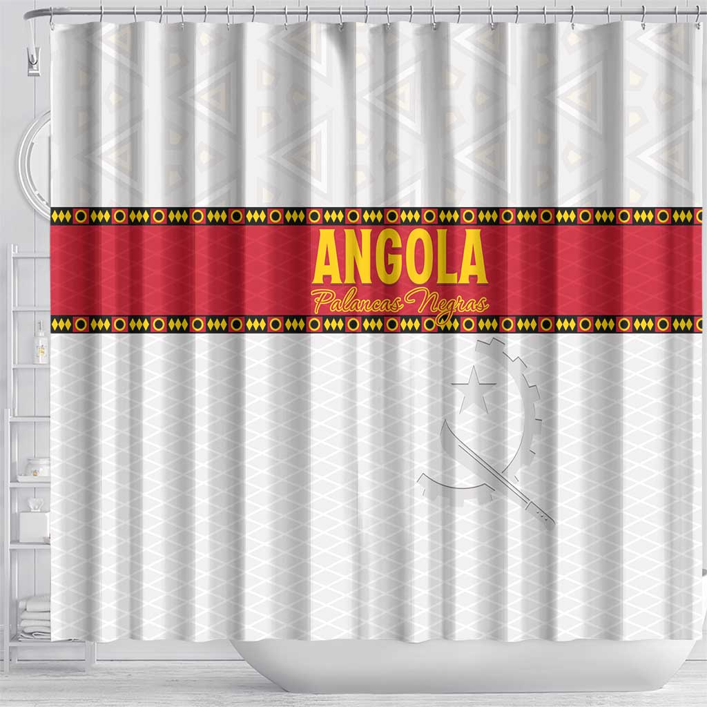 Angola Football Shower Curtain Avante Palancas Negras - White - Wonder Print Shop