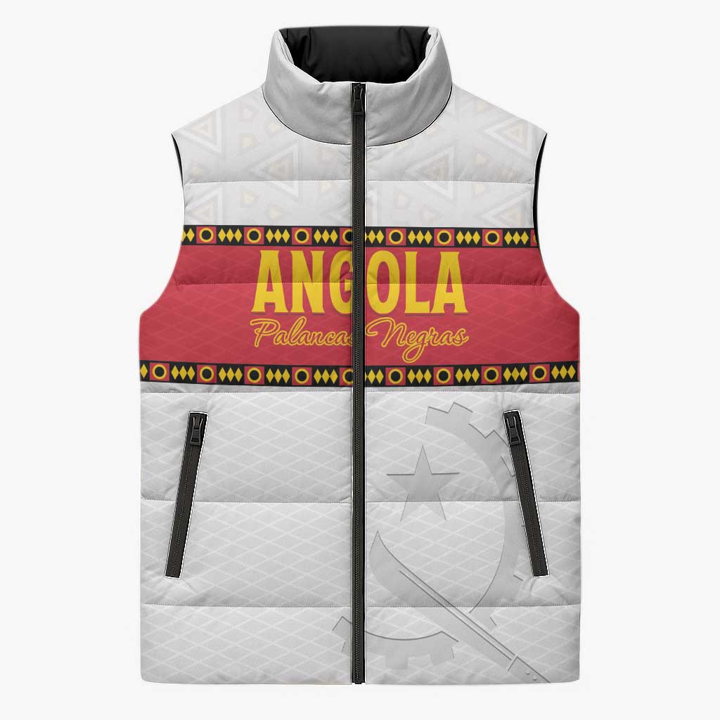 Custom Angola Football Sleeveless Puffer Jacket Avante Palancas Negras - White - Wonder Print Shop