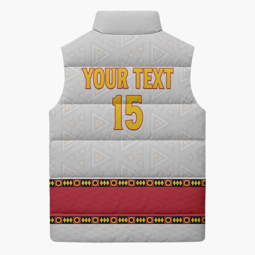 Custom Angola Football Sleeveless Puffer Jacket Avante Palancas Negras - White - Wonder Print Shop