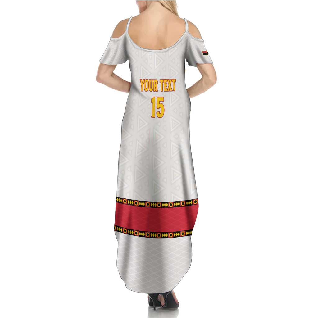 Custom Angola Football Summer Maxi Dress Avante Palancas Negras - White - Wonder Print Shop