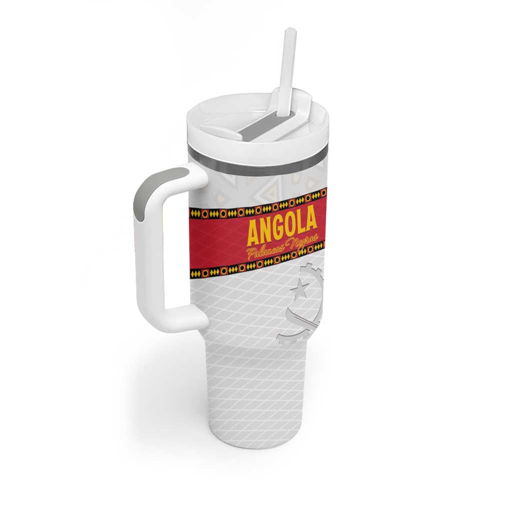 Custom Angola Football Tumbler With Handle Avante Palancas Negras - White - Wonder Print Shop