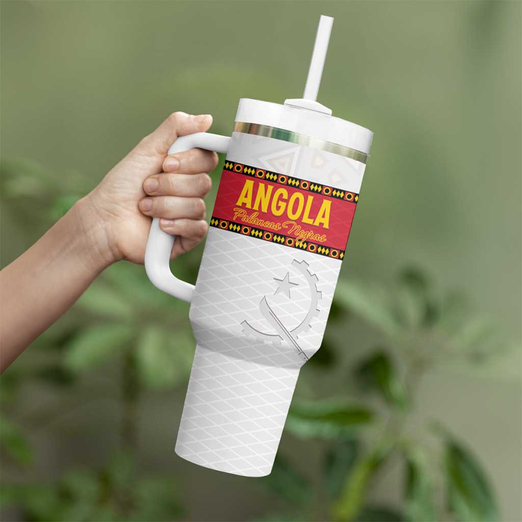 Custom Angola Football Tumbler With Handle Avante Palancas Negras - White - Wonder Print Shop