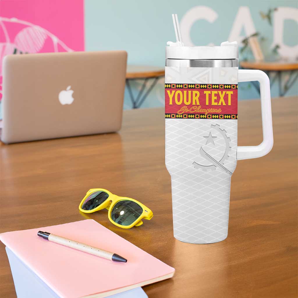 Custom Angola Football Tumbler With Handle Avante Palancas Negras - White - Wonder Print Shop