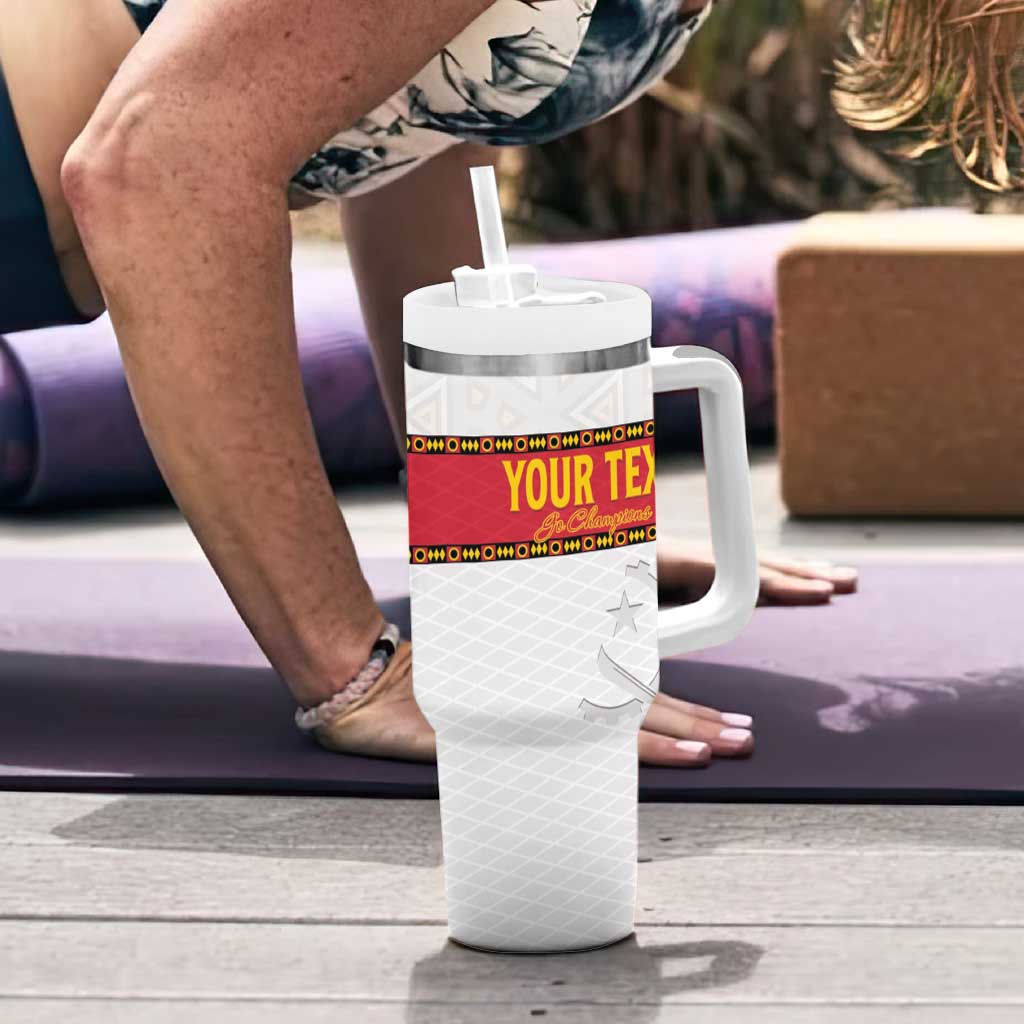 Custom Angola Football Tumbler With Handle Avante Palancas Negras - White - Wonder Print Shop