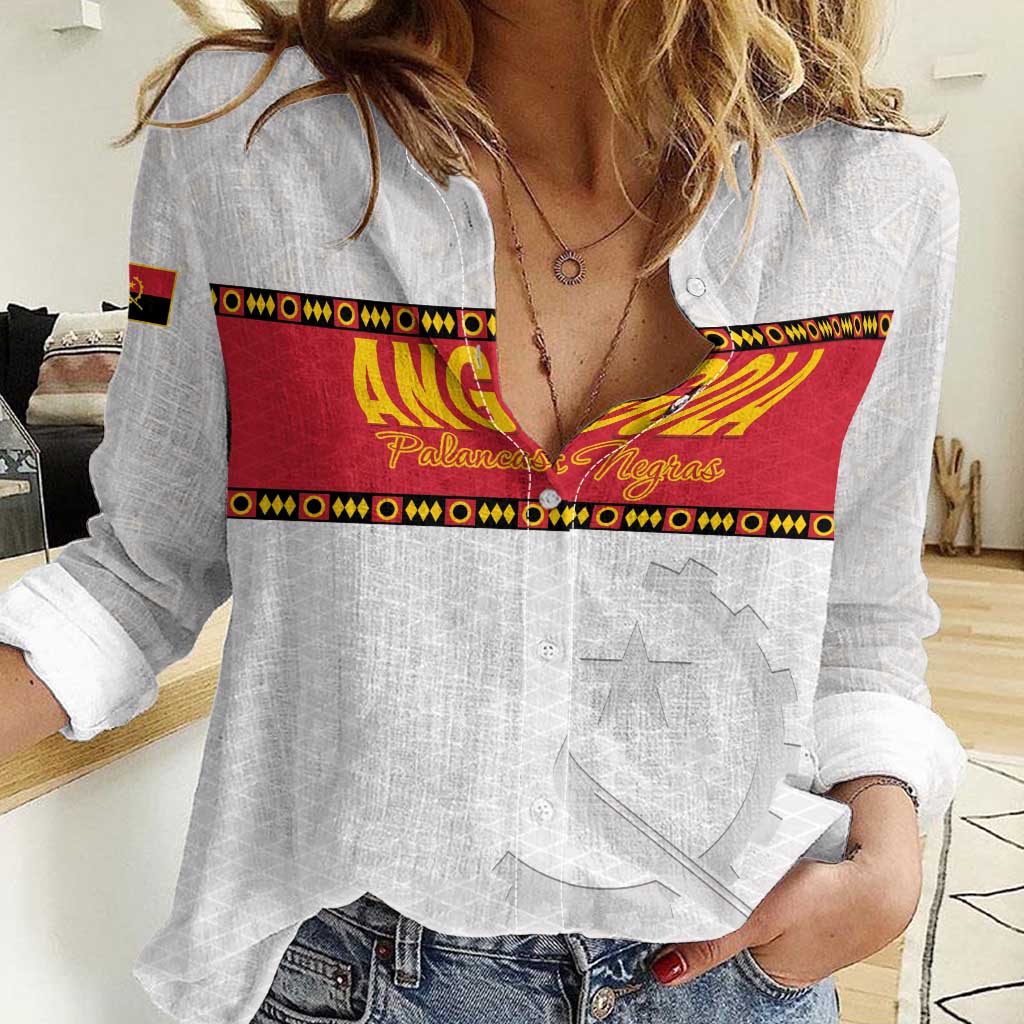 Custom Angola Football Women Casual Shirt Avante Palancas Negras - White - Wonder Print Shop