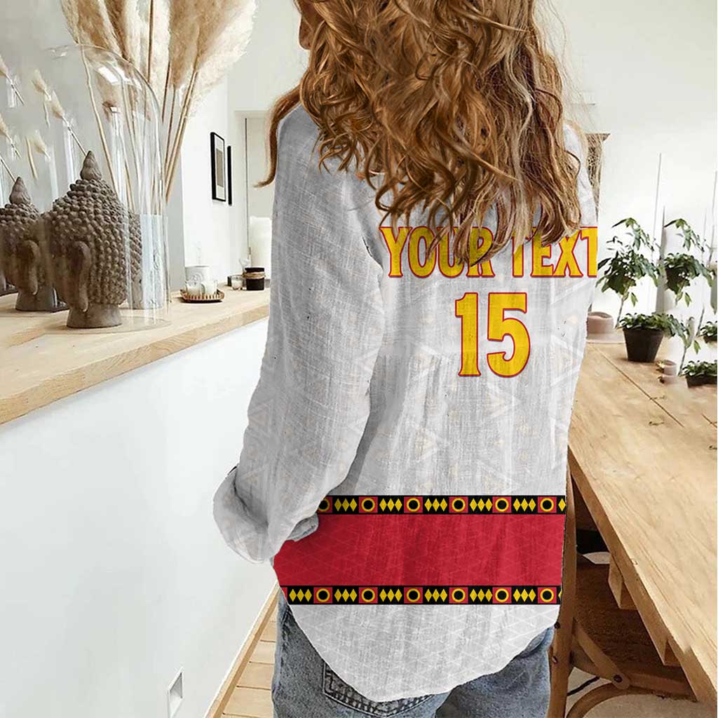 Custom Angola Football Women Casual Shirt Avante Palancas Negras - White - Wonder Print Shop
