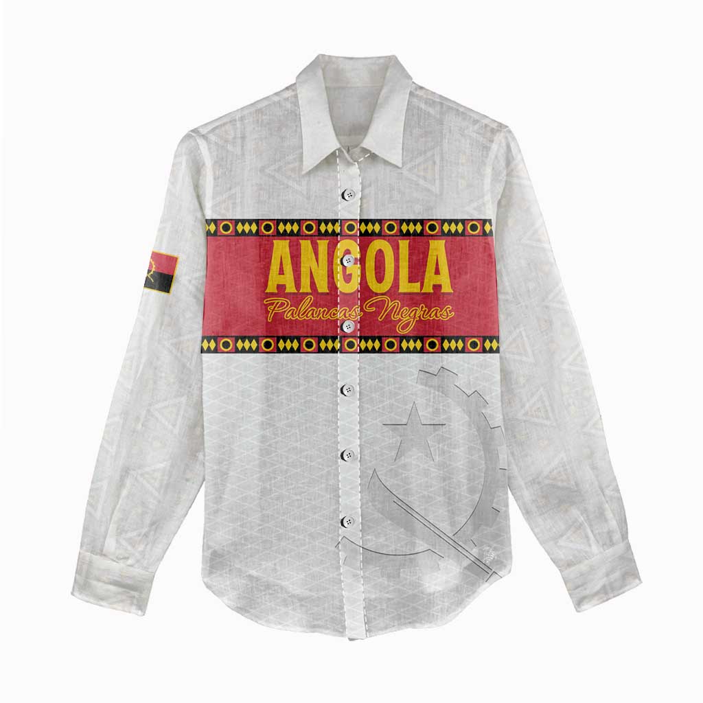Custom Angola Football Women Casual Shirt Avante Palancas Negras - White - Wonder Print Shop