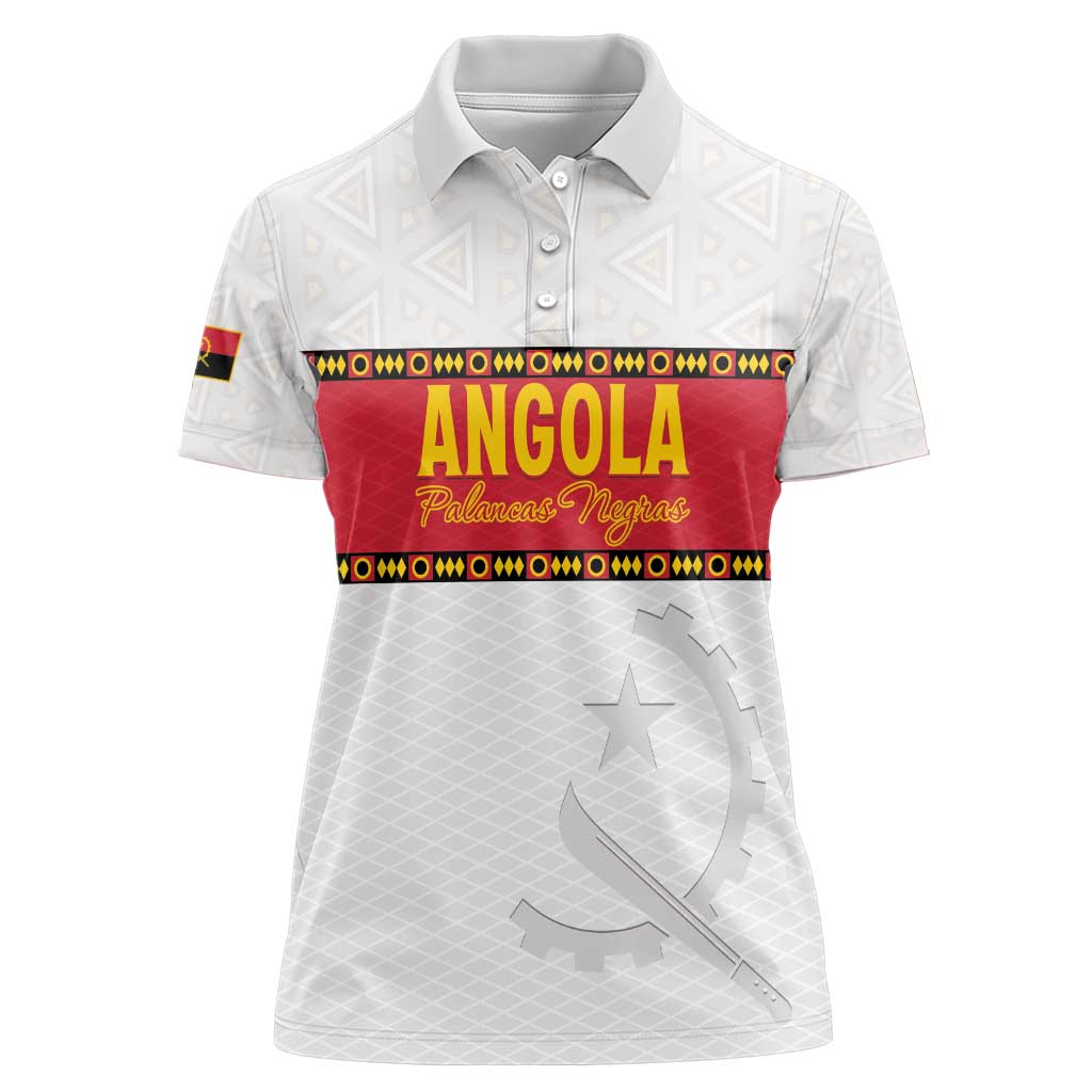 Custom Angola Football Women Polo Shirt Avante Palancas Negras - White - Wonder Print Shop