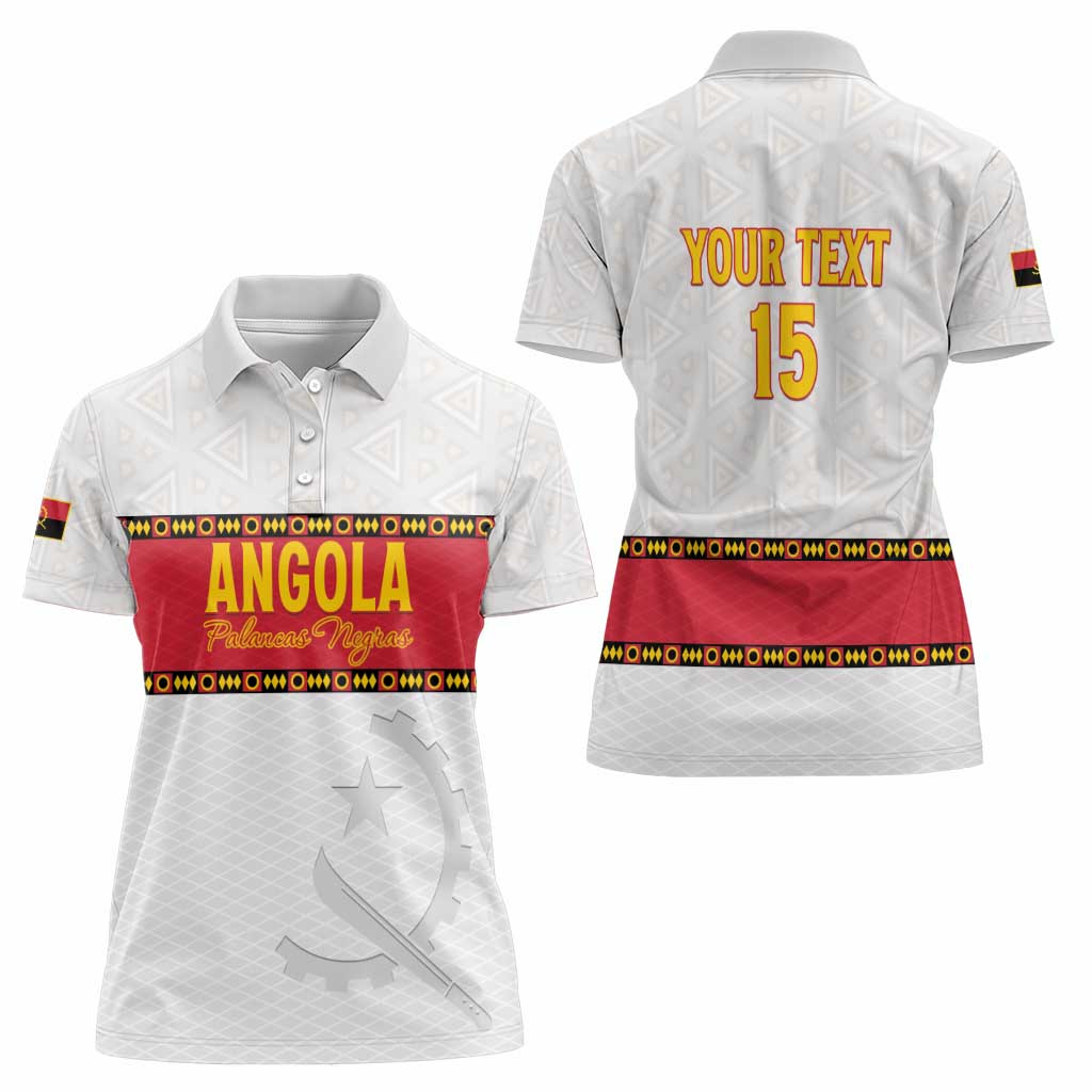 Custom Angola Football Women Polo Shirt Avante Palancas Negras - White - Wonder Print Shop