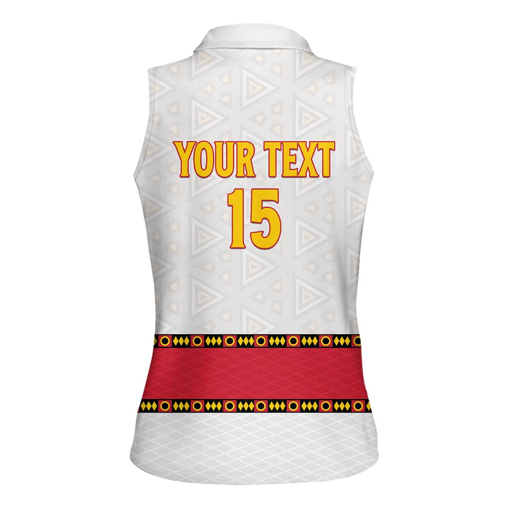 Custom Angola Football Women Sleeveless Polo Shirt Avante Palancas Negras - White - Wonder Print Shop